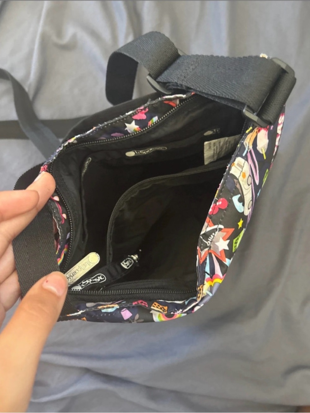 LeSportsac Black Crossbody with Multicolor Graphic Print